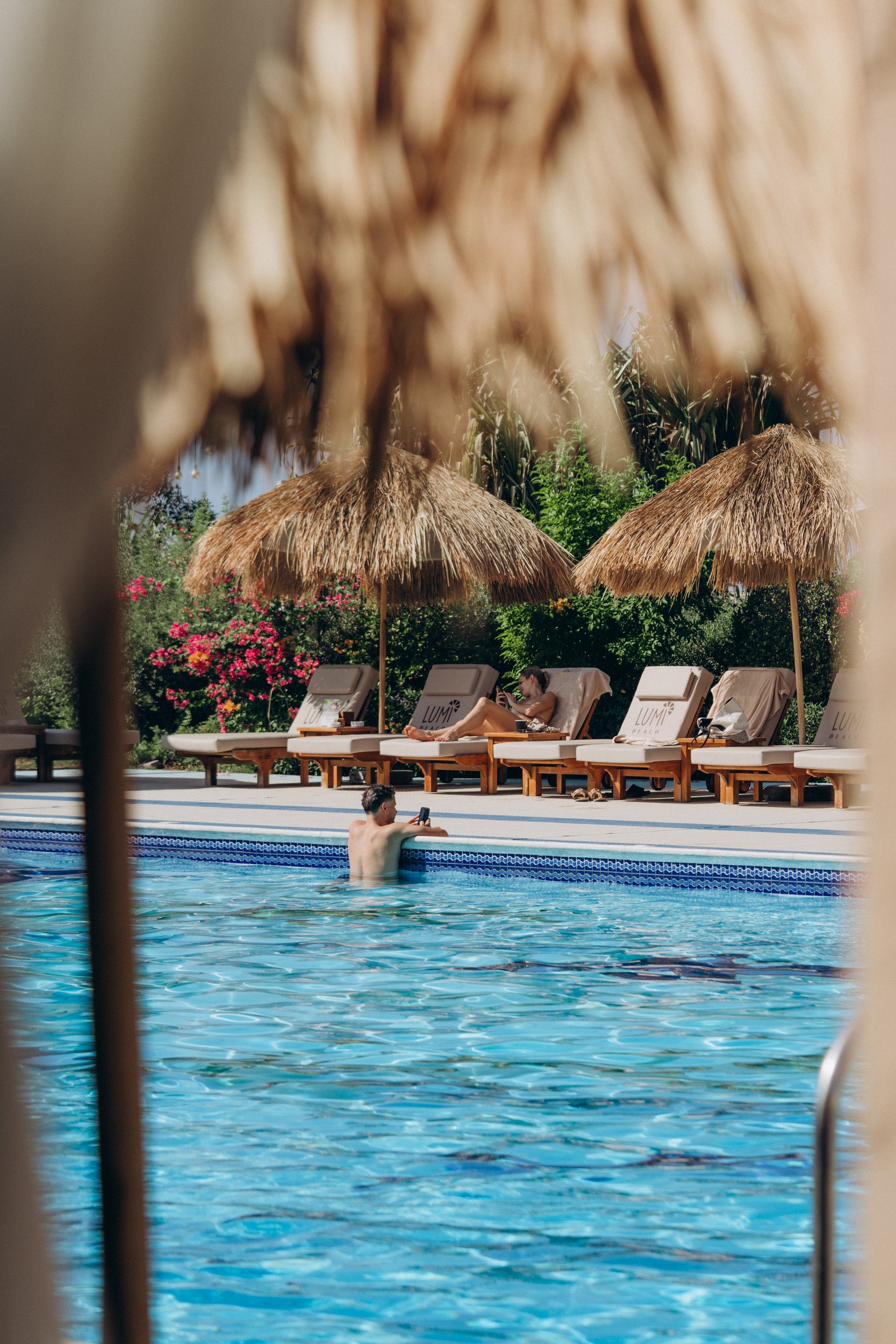 A swim at the resort pool