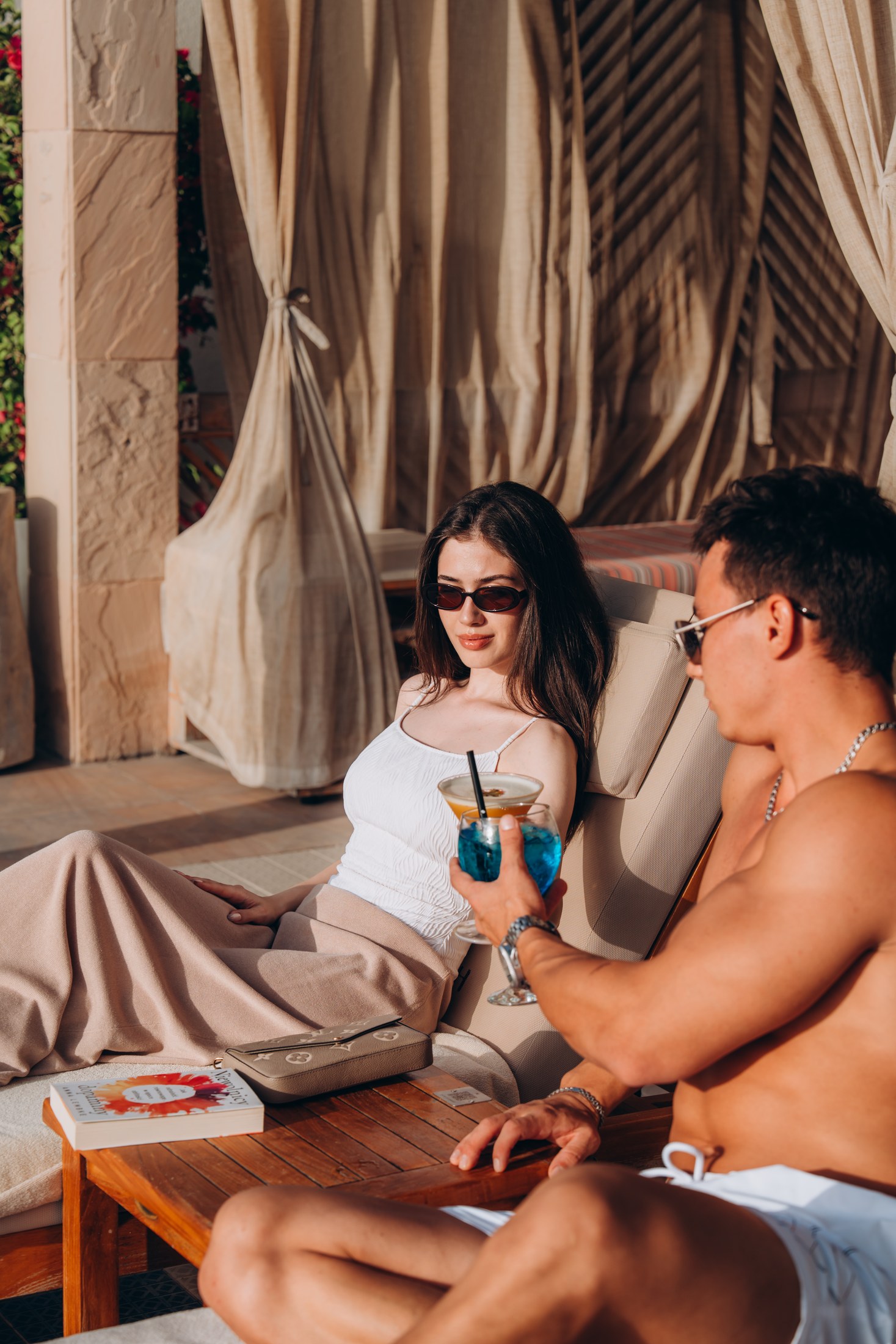 Relaxing beside the pool at Umm Al Quwain Beach Hotel