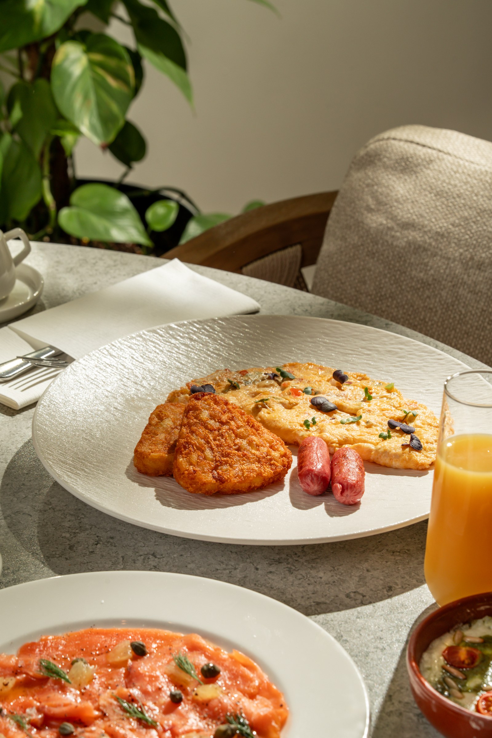 Breakfast in natural sunlight