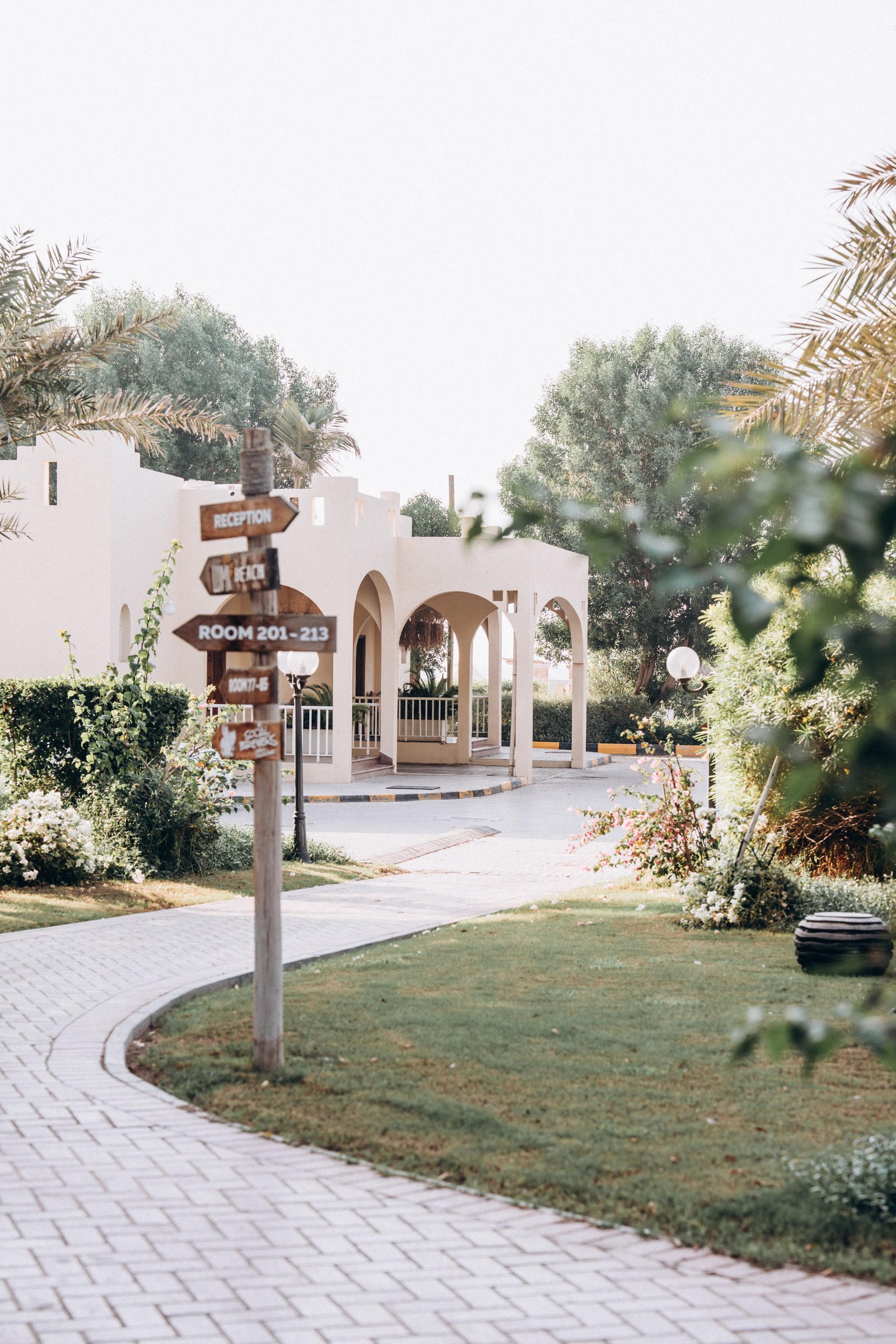 Garden walkway at Umm Al Quwain Beach Hotel